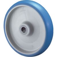 Ruota di ricambio D.100mm Trgf.110kg Poliuretano, blu Asse-D.12mm Diametro mozzo 40mm