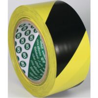Nastro segnaletico per pavimento F33 PVC nero / giallo L.33m P.50mm Rl.IKS