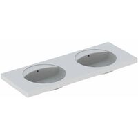PRECIOSA lavabo doppio 1300x550mm senza foro rubinetto con troppopieno bianco KT