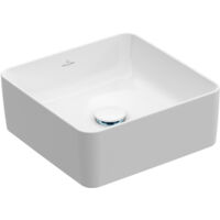 Collaro, Lavabi da appoggio, 380 x 380 mm, Rettangolare, per rubinetteria a parete o sopraelevata, senza piattaforma per rubinetteria, senza troppopieno, Stone White CeramicPlus