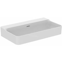 Lavabo CONCA 800x450x165mm bianco con IdealPlus senza foro rubinetto, con troppopieno IDEAL STANDARD