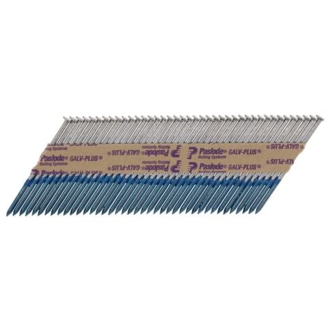Spit ITW Paslode clous en bande 34°, 2,8 x 63 mm, pour IM90, IM100, 3750 pcs,,1 cartouche de gaz, reliés par papier, Galv-Plus® (142013)