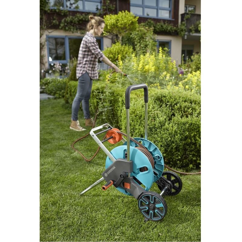  Carrete de tubo, enrollador de manguera de jardín, fácil  almacenamiento, retráctil de alta resistencia para patio para césped :  Patio, Césped y Jardín