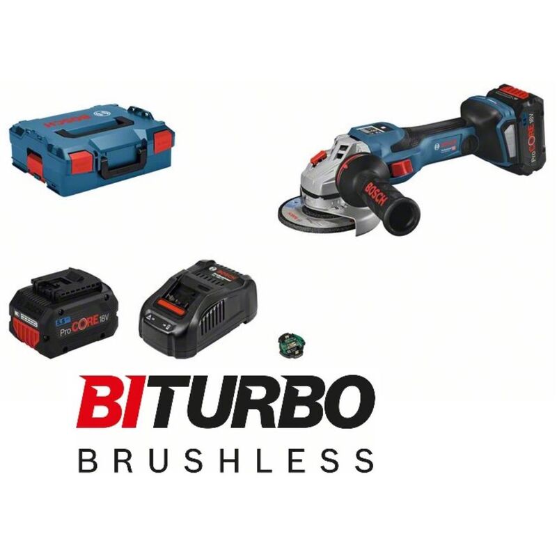 Grinder de ángulo de batería 18V Biturbo GWS18V-15 SC | 2xakku 5.5Ah en l-boxx