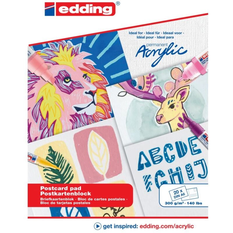 Edding 30010 Bloc de para pintura y al blanco 20 hojas en a6 papel grueso 300 300gm2