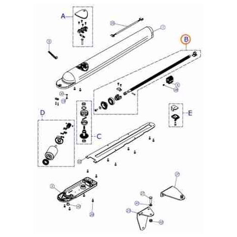Nice – Groupe de vis roulée SPGM057700A – Pièce de rechange pour actionneur pneumatique ARIA 200/400 – Compatible motorisation portail