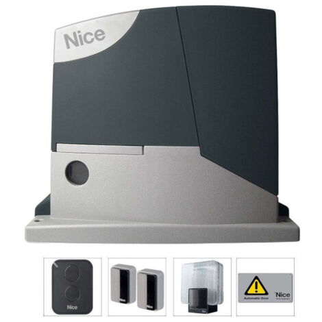 Nice – Kit de motorisation de portail coulissant RDKCE – Charge max 400 kg – Longueur max 6 m – Moteur 24V DC avec émetteur 2 canaux - RD400