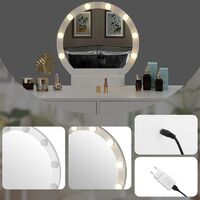 Coiffeuse avec ?clairage Cosm?tique Table ? LED Miroir Grand Table Table Top HTS525