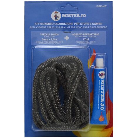 GUARNIZIONE STUFA A LEGNA MM 8 X 1,5 MT + SILICONE ALTA TEMPERATURA FER 343121