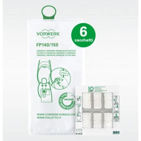 FOLLETTO VK140 / VK150  6 SACCHETTI + 6 PROFUMI ASPIRAPOLVERE VORWERK ORIGINALI (1/4)