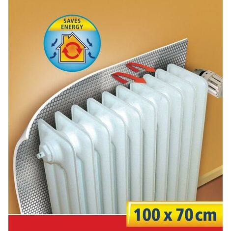 Set 10 Pannelli Termoriflettenti per Termosifoni e Caloriferi cm. 100x70  con 2 Nastri Biadesivi - Argento