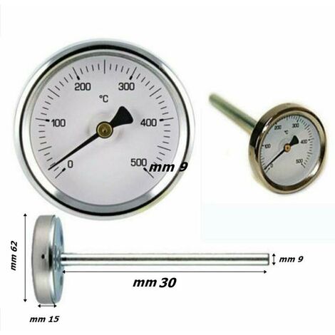 Termometro da forno in acciaio inox 0-500° C - Lunghezza bulbo 150 mm