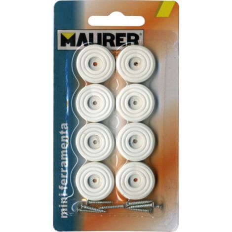 GOMMINO PARACOLPI CON VITI SOTTOSEDIE IN PLASTICA BIANCHI ø mm.25x5h - PZ 24