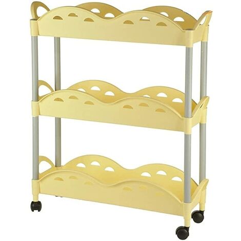 CARRELLO SQUARE 3 PIANO CON RUOTE COLORE AMBRA CM 19 X 56 H68 IN PLASTICA