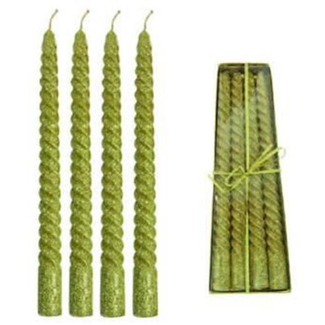 CANDELA DI CERA A TORTIGLIONE ORO CON GLITTER -ø mm.21x250h - PZ 4 -- FER 162807 (1/5)
