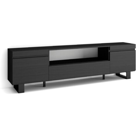 Skraut Home - TV-Schrank, Lowboard, für Wohnzimmer und Esszimmer, 200x57x35cm, Für TV-Geräte bis zu 80", Industriedesign, Moderner Stil, Schwarz