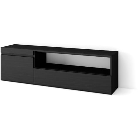 Skraut Home - TV-Schrank, Lowboard, für Wohnzimmer und Esszimmer, 150x45x35cm, Für TV-Geräte bis zu 65", Fernsehtisch, Moderner Stil, Schwarz