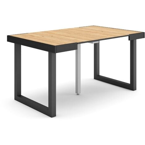 Skraut Home - Ausziehbarertisch, Multifunktionaler ausziehbarer, 140, Für 6 Gäste, Massivholz Beine, Moderner Stil, Eiche