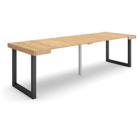 Skraut Home - Ausziehbarertisch, Multifunktionaler ausziehbarer, 260, Für 12 Gäste, Massivholz Beine, Moderner Stil, Eiche