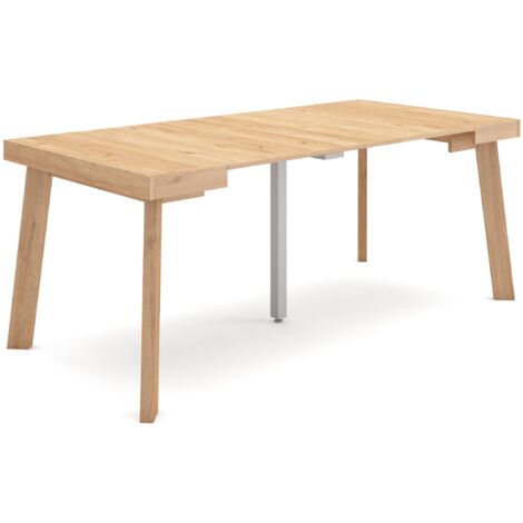 Skraut Home - Ausziehbarertisch, Multifunktionaler ausziehbarer, 180, Für 8 Gäste, Hölzerne Beine, Moderner Stil, Eiche (1/5)