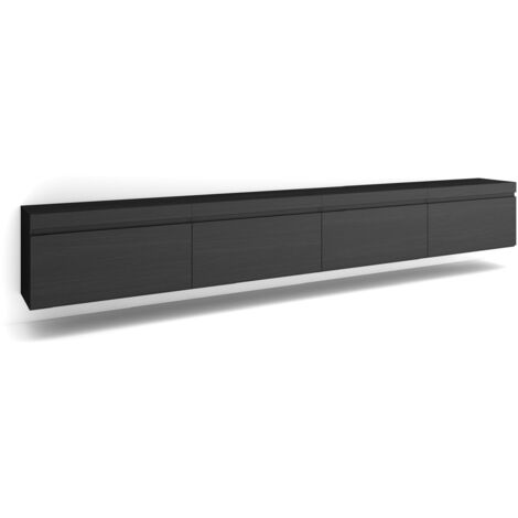 Skraut Home - TV-Schrank, Lowboard, für Wohnzimmer und Esszimmer, 320x45x35 cm, Für großformatiges TV, Hängend, Moderner Stil, Schwarz