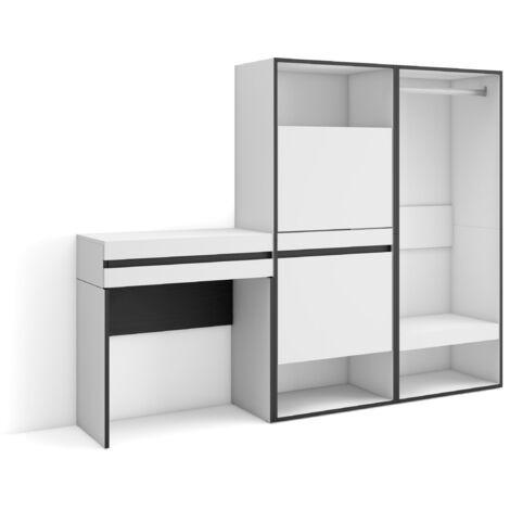 Skraut Home - Konsolentisch, Flurtisch, Beistelltisch für Eingang, 190x145x35 cm, mit Schublade, Schuhschrank, Offener Kleiderschrank, Moderner Stil, Weiß (1/5)