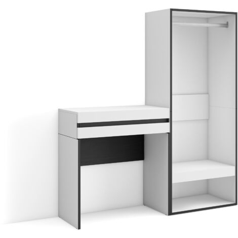 Skraut Home - Konsolentisch, Flurtisch, Beistelltisch für Eingang, 130x145x35 cm, mit Schublade, Offener Kleiderschrank, Moderner Stil, Weiß (1/5)