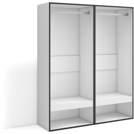 Skraut Home - Offener Kleiderschrank, Kleidung, Schuhe, 120x145x35 cm, Für Schlafzimmer, Zimmer, Garderobenschrank, Moderner Stil, Weiß (1/5)