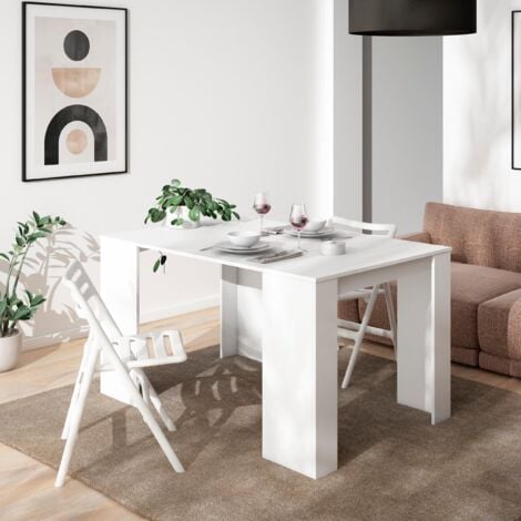 Skraut Home - Ausziehbarertisch, Multifunktionaler ausziehbarer, 140, Für 6 Gäste, Esszimmertische, Moderner Stil, Weiß