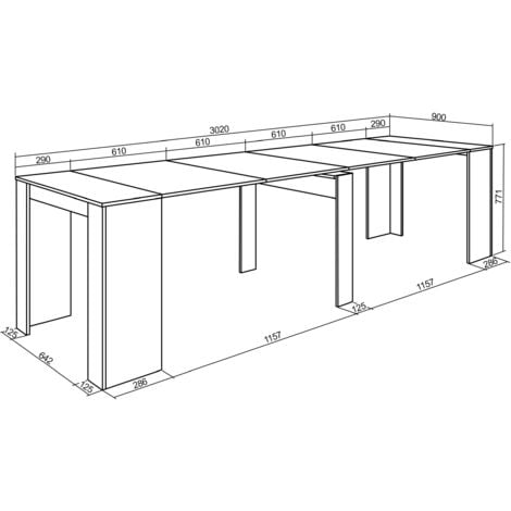 Skraut Home - Ausziehbarertisch, Multifunktionaler ausziehbarer, 300, Für 14 Gäste, Esszimmertische, Moderner Stil, Zement