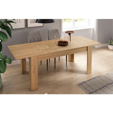 Skraut Home - Esstisch 140cm ausziehbar 200cm, Farbe Naturale, Maße: 90.4cm Breite x 140.4/200.4 Länge x 76.1 cm Höhe