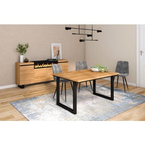Skraut Home - Esstische, 6 personen, 140, Robust und stabil dank seiner Struktur und solide Beine, Ideal für Familienversammlungen, Eiche, Industrielles Stil