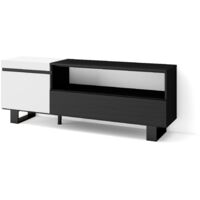 Skraut Home - TV-Schrank, Lowboard, für Wohnzimmer und Esszimmer, 150x57x35cm, Für TV-Geräte bis zu 65", Industriedesign, Moderner Stil, Weiß und Schwarz