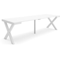 Skraut Home - Ausziehbarertisch, Multifunktionaler ausziehbarer, 260, Für 12 Gäste, Massivholz Beine, Moderner Stil, Weiß