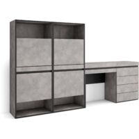 Skraut Home - Schuhregal, Schuhschrank, Schuhaufbewahrung, 247x145x35 cm, Für Schlafzimmer, Zimmer, Kommode mit Schubladen, Schminktisch, Moderner Stil, Zementgrau