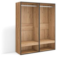 Skraut Home - Offener Kleiderschrank, Kleidung, Schuhe, 120x145x35 cm, Für Schlafzimmer, Zimmer, Garderobenschrank, Moderner Stil, Eiche