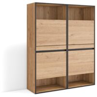 Skraut Home - Schuhregal, Schuhschrank, Schuhaufbewahrung, 120x145x35 cm, Für Schlafzimmer, Zimmer, Schuh-Organizer, Moderner Stil, Eiche