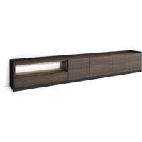 Skraut Home - TV-Schrank, Lowboard, für Wohnzimmer und Esszimmer, 310x37x50cm, Für TV-Geräte bis zu 80", LED, Moderner Stil, Dunkler Eiche und Schwarz