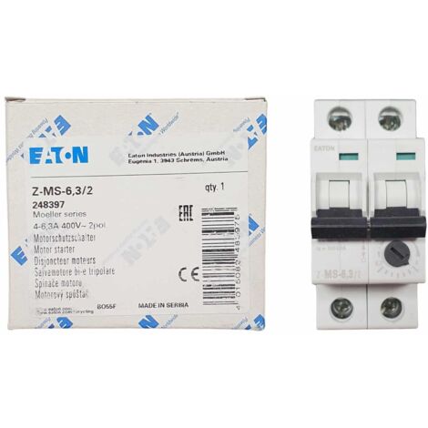 Eaton – Disjoncteur moteur monophasé 230V bipolaire – Protection thermique et magnétique – Réglage facile – Montage sur rail DIN
