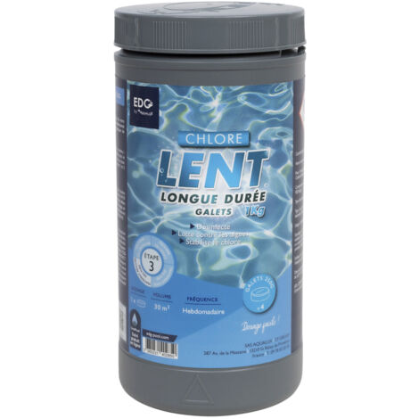 Chlore Lent Piscine - Galets 250 G - Boite 1 kg - Chlore Permanent Longue Durée - Haute (1/5)