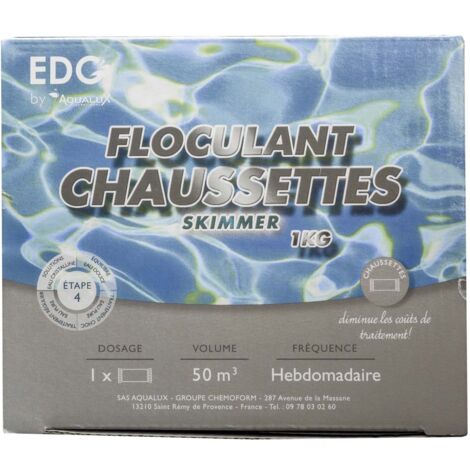 Floculant en chaussettes, spécial skimmer, boîte de 8 chaussettes, EDG - AQUALUX - 200051