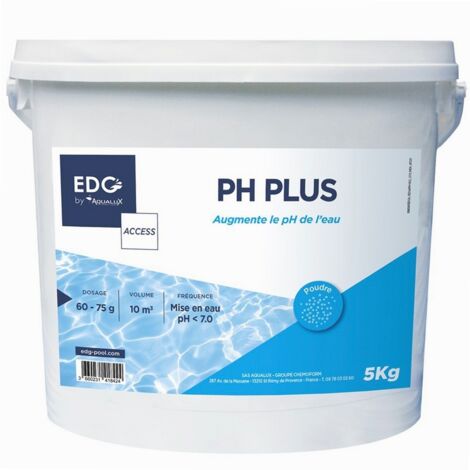 PH Plus Piscine - Augmente le pH - Equilibre L'Eau - Poudre Seau 5 kg - Edg by Aqualux