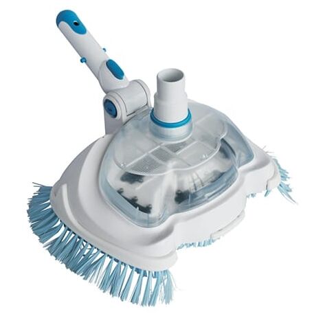 Aqualux – Balai aspirant ovale avec préfiltre intégré – Brosses latérales – Poignée orientable 3 positions – Pour nettoyage piscine efficace