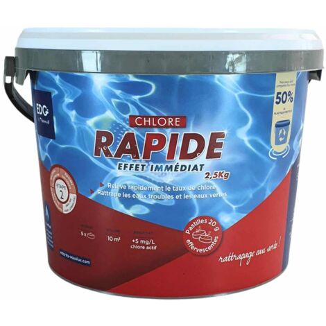 Chlore Rapide (Choc) Piscine - Pastilles 20G - Seau 2.5kg - Effet Immédiat - Spécial Rattrapage Eaux (1/5)