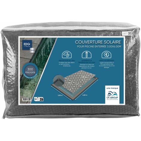 Bâche à bulles Pour Piscine Enterrée 3 X 6 - 300 Microns - Gris Translucide - Dimensions couverture