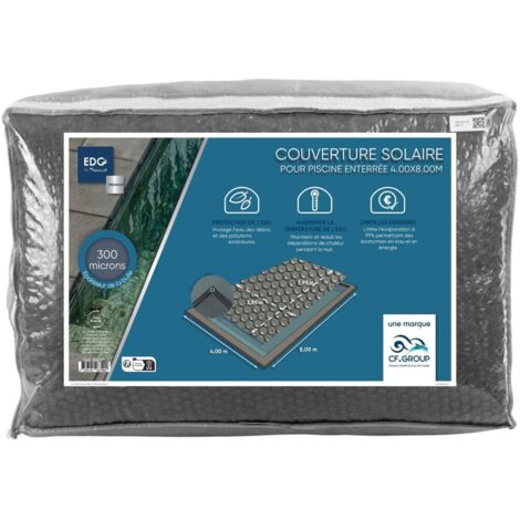 Bâche à bulles Pour Piscine Enterrée 4 X 8 - 300 Microns - Gris Opaque - Dimensions couverture 3.95