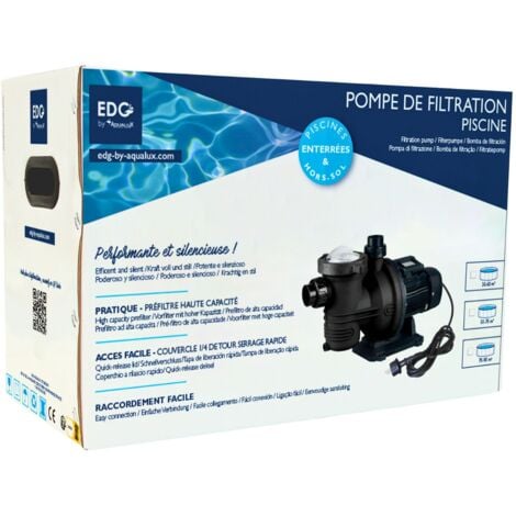 Pompe Filtration Piscine 1Cv 16M3/H - Couvercle Quicklock Sans Vis - Fournie Avec Raccords 50 - (À Utiliser En Complément D'Un Filtre À Sable Ou À Cartouche)