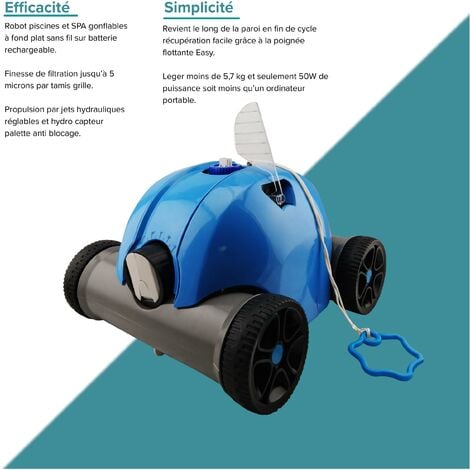 Robot Piscine Orca O50 CL - Sur Batterie sans fil - Nettoyage Fond Plat - Autonome - Compatible Tout Revêtement - Filtration Tamis