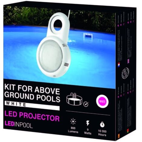 Kit Projecteur Piscine Hors Sol - Led Blanche - Prêt A Eclairer - Montage Sur Buse De Refoulement - Sans Télécommande