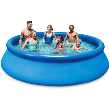 Piscine Gonflable Ronde 130 Cm – Pataugeoire Enfants – 3 Anneaux Avec Fond Souple – Intérieur/Extérieur – Motifs De Plage